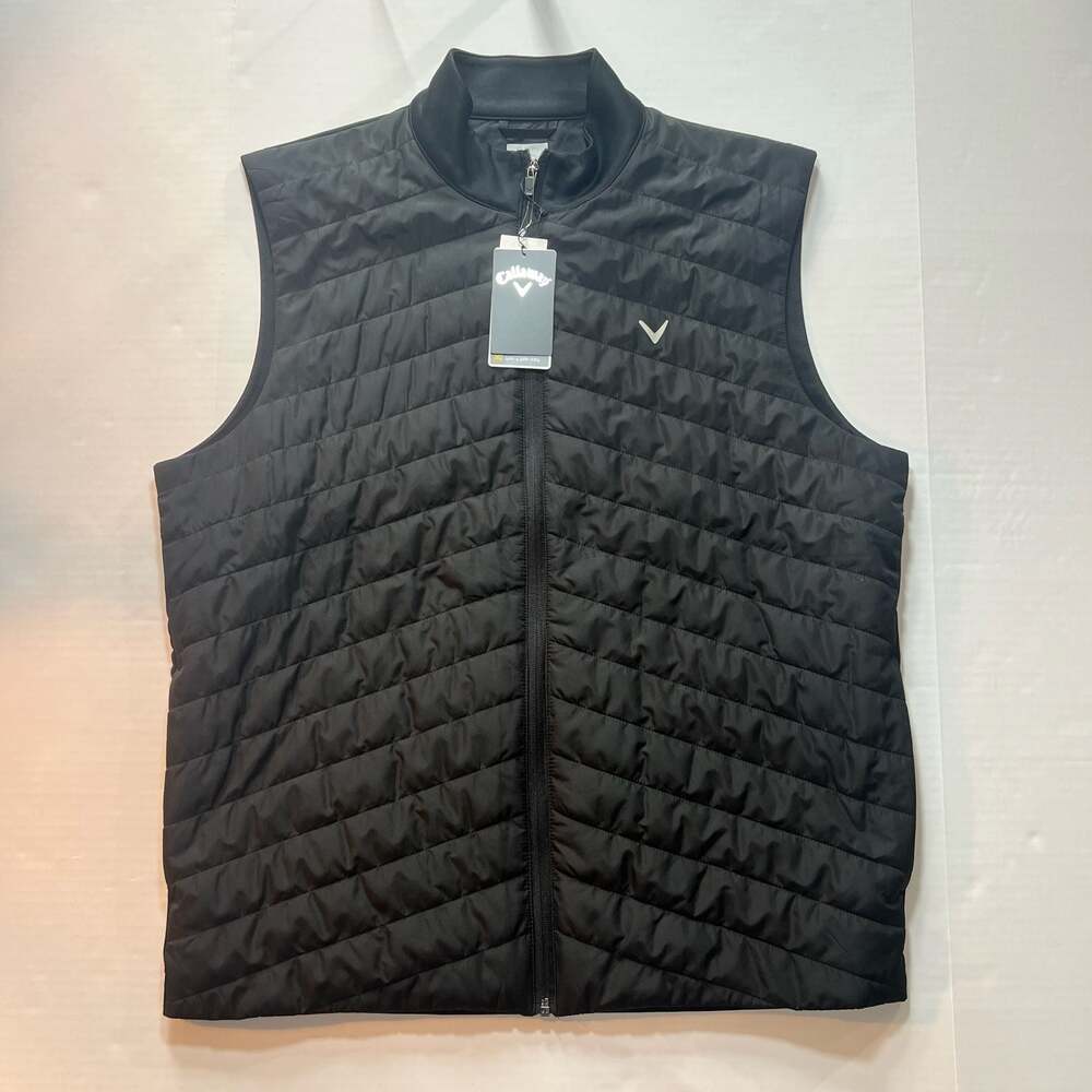 Callaway Men's Quilted Caviar Black Full Zip Golf Vest Size Large